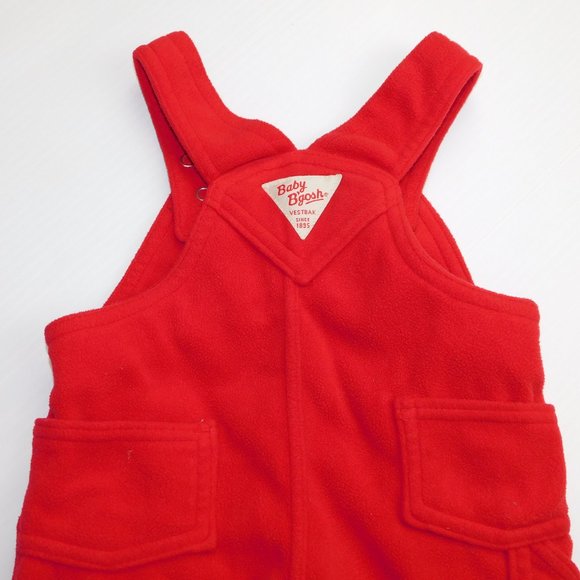 Baby Oshkosh B'gosh 3 months Red Fleece Christmas Santa Claus Overalls - Picture 4 of 7